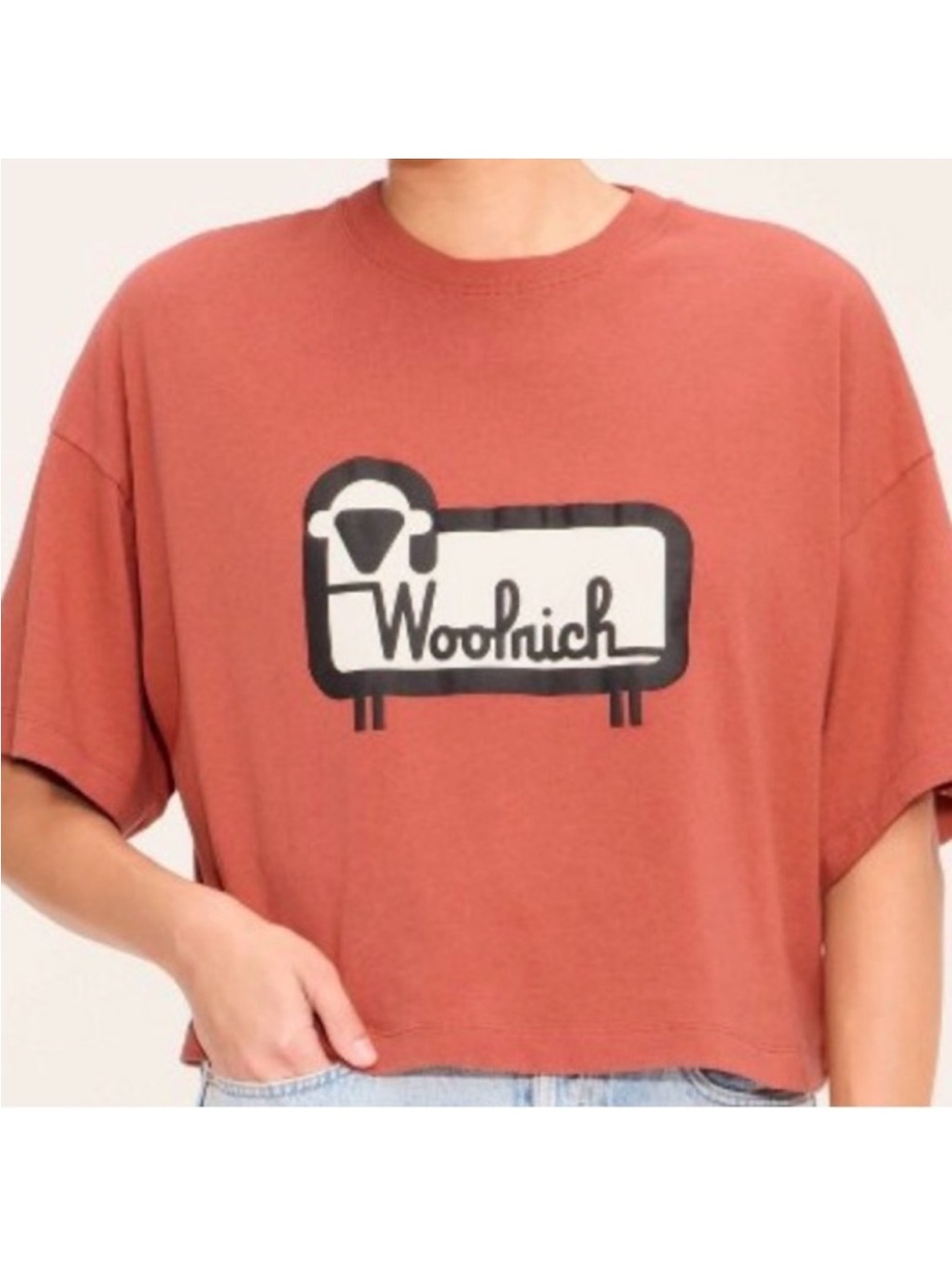 Woolrich Rust-Red Boxy Logo Tee